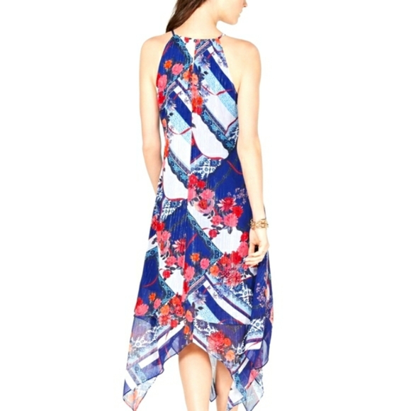 Nwot  INC International Concepts Halter  Metallic Hem Floral  Dress - Picture 9 of 10